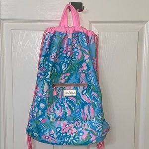 Lilly Pulitzer Aqua La Vista Drawstring Backpack